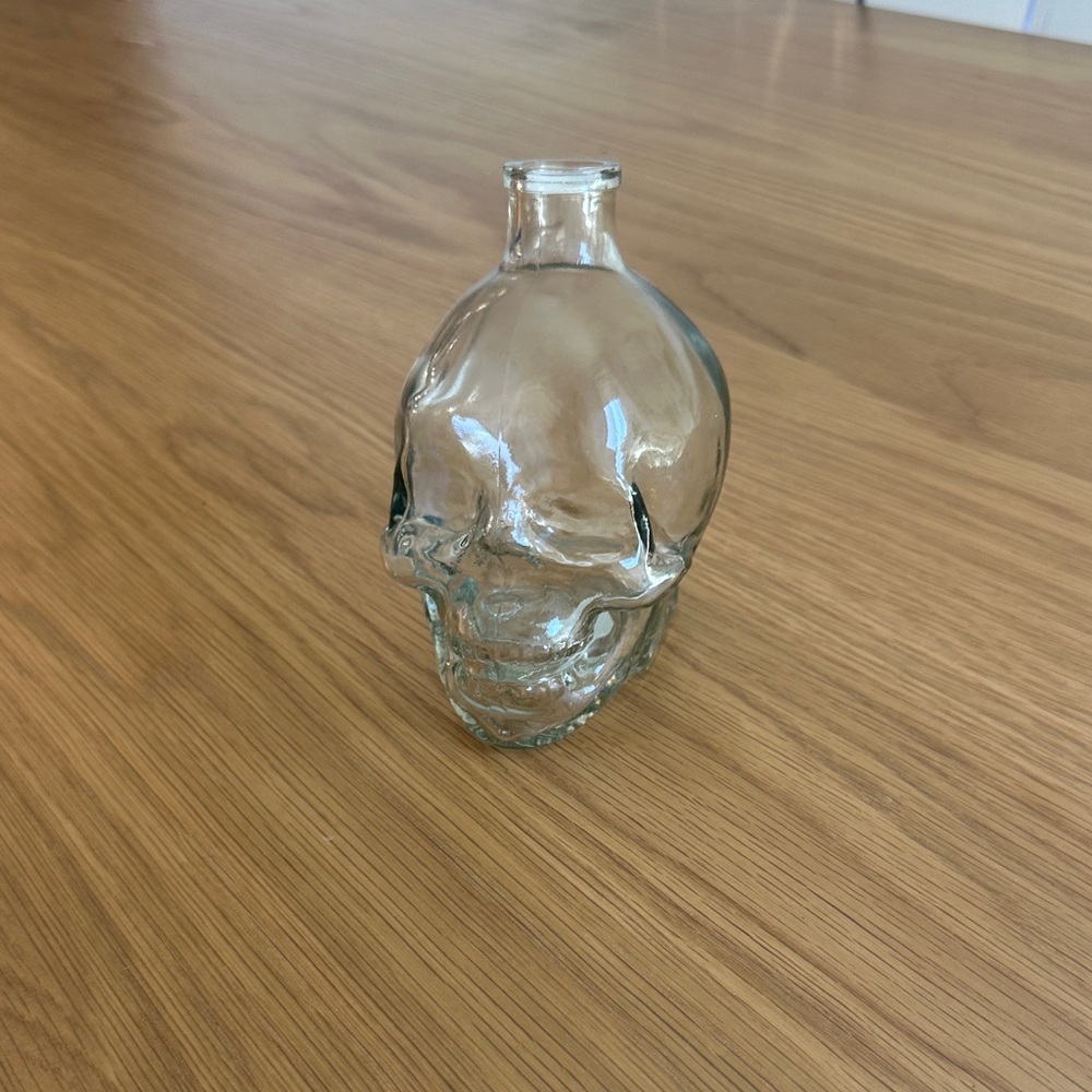 Clear Glass Skull Bottle - Decorative Decanter